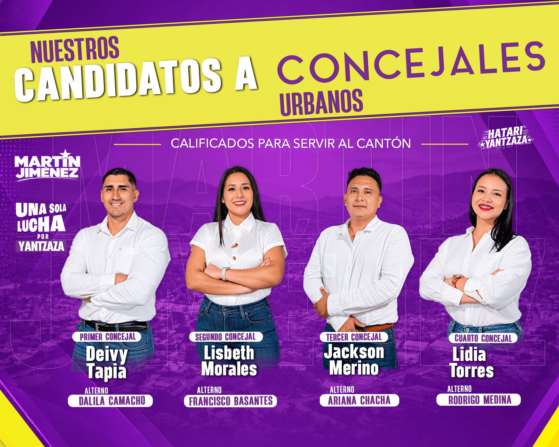 Candidatos a concejales urbanos del movimiento Hatari Yantzaza